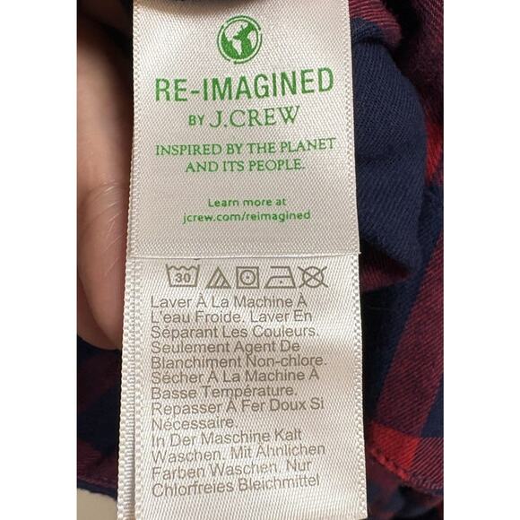 J Crew Plaid Shirt Dress Navy Red Belted Button Front Cotton Size 8 - Picture 5 of 8